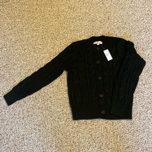 Loft Black Cable Knit Cardigan